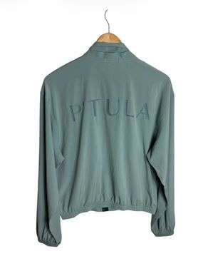 P’TULA mint green zip front windbreaker jacket with pockets size Medium